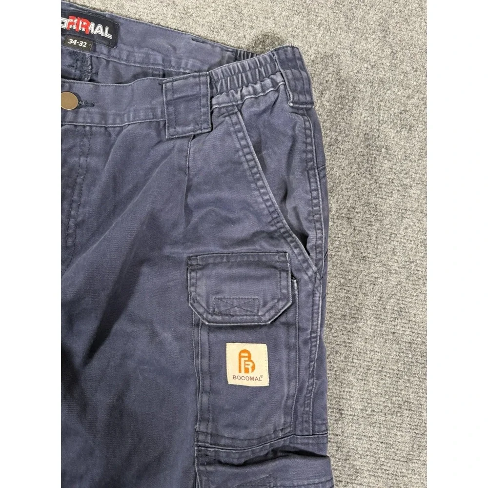 BOCOMAL FR Pants Mens 34x30 Blue Cargo Flame Resistant Workwear CAT2 NFPA2112
